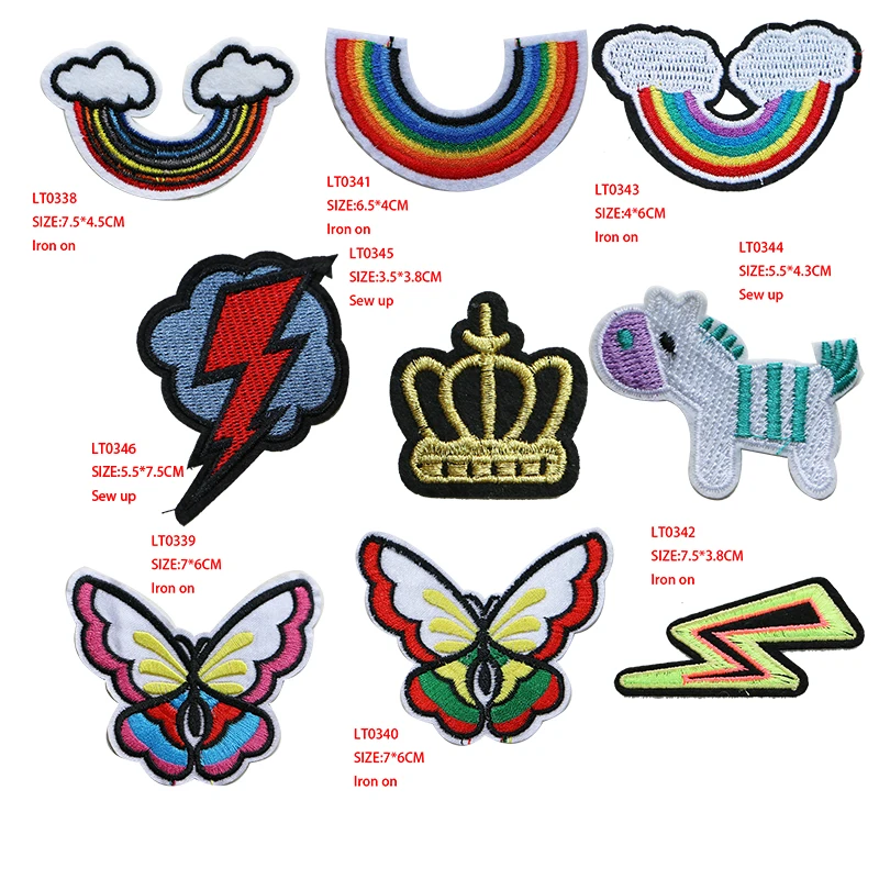 2 шт. радужная молния Бабочка Корона мультфильм икона утюгом нашивка для одежды DIY