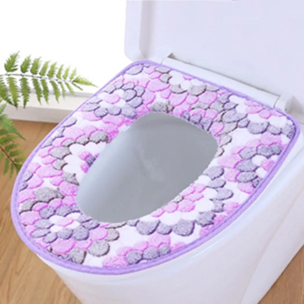 Мягкий коралловый Бархатный Чехол для унитаза теплый коврик красный фиолетовый