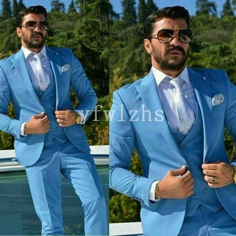 

New Arrival One Button Groomsmen Peak Lapel Groom Tuxedos Men Suits Wedding/Prom Best Man Blazer ( Jacket+Pants+Vest+Tie) B145