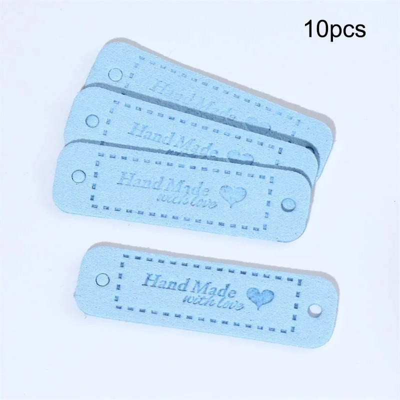 10Pcs/Pack Label Handmade Love Heart leather Two-Hole Embossed Suede Leather Tag Hat Clothing Apparel decoration Accessories - купить по