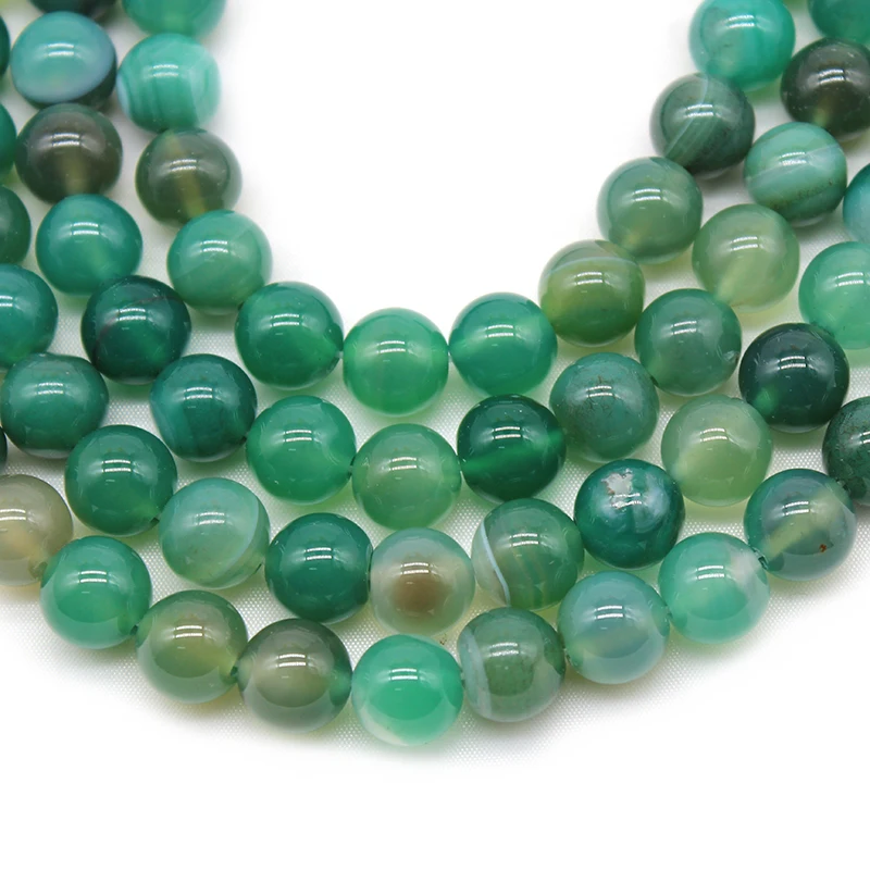 

Natural Green Stripes Agates Stone Round Loose Spacer Beads Pick Size For Jewelry Making DIY Bracelet Necklace 4 6 8 10 12MM