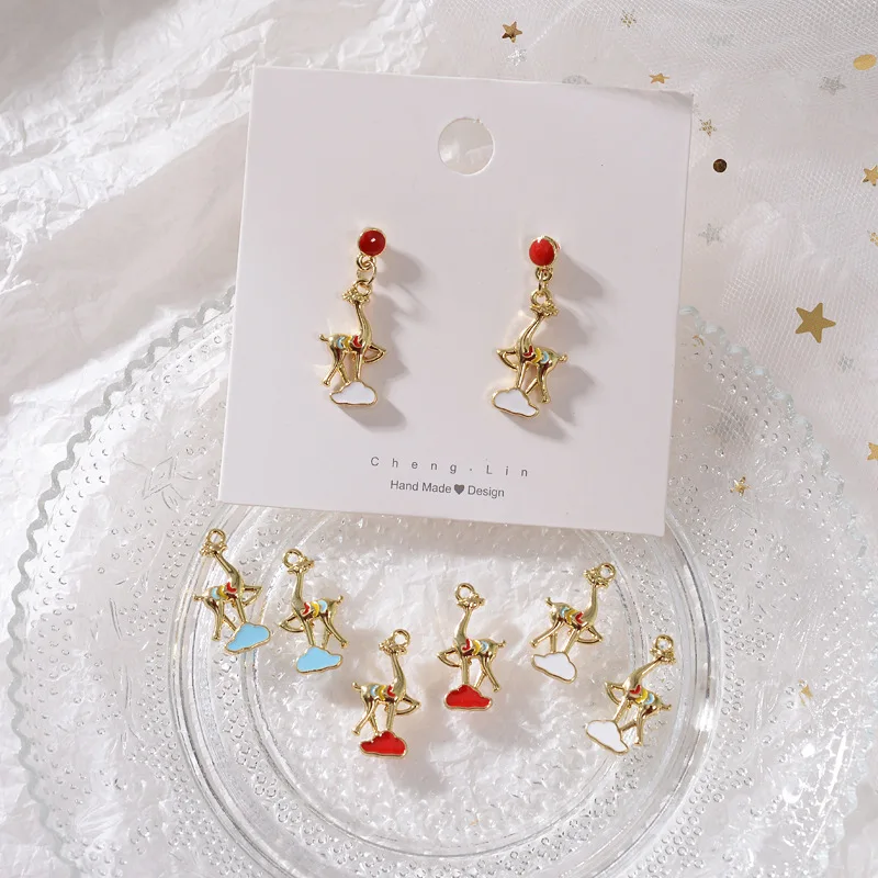 

Diy jewelry making 40pcs/lot alloy drop oil animals cartoon 3D Sika Deer shape floating locket charms fit earring accessory