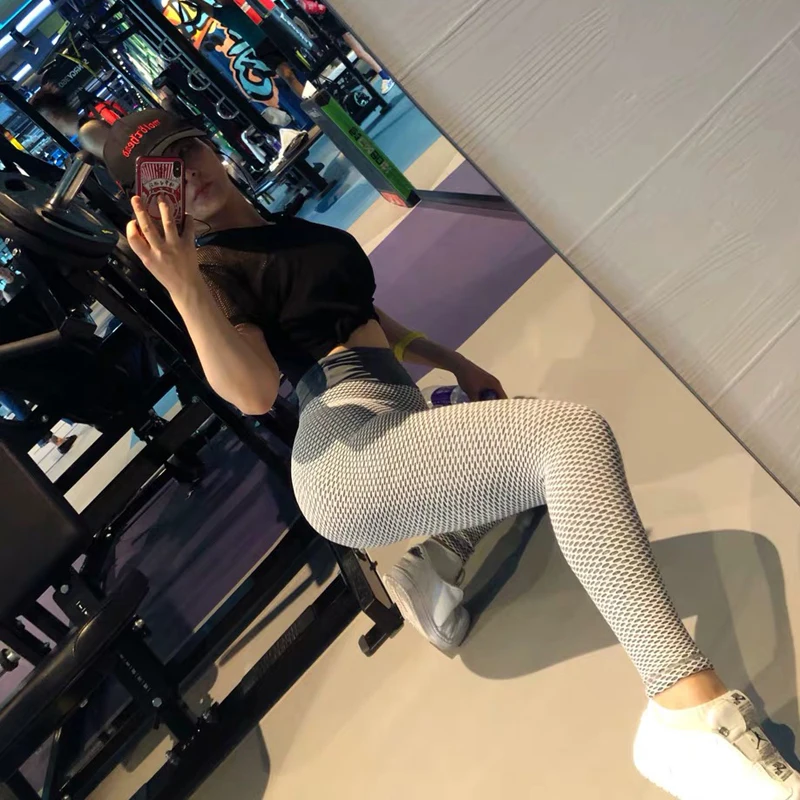 Бесшовные штаны для йоги с высокой талией облегающие спортивные женские