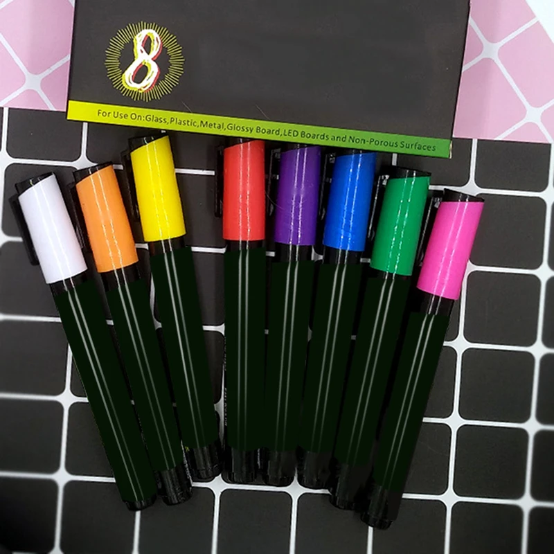 8 Pack Marker 6mm Reversible Fluorescent Markers Highlighters for LED Menu Board Bistro AD Drawing NK-Shopping | Канцтовары для