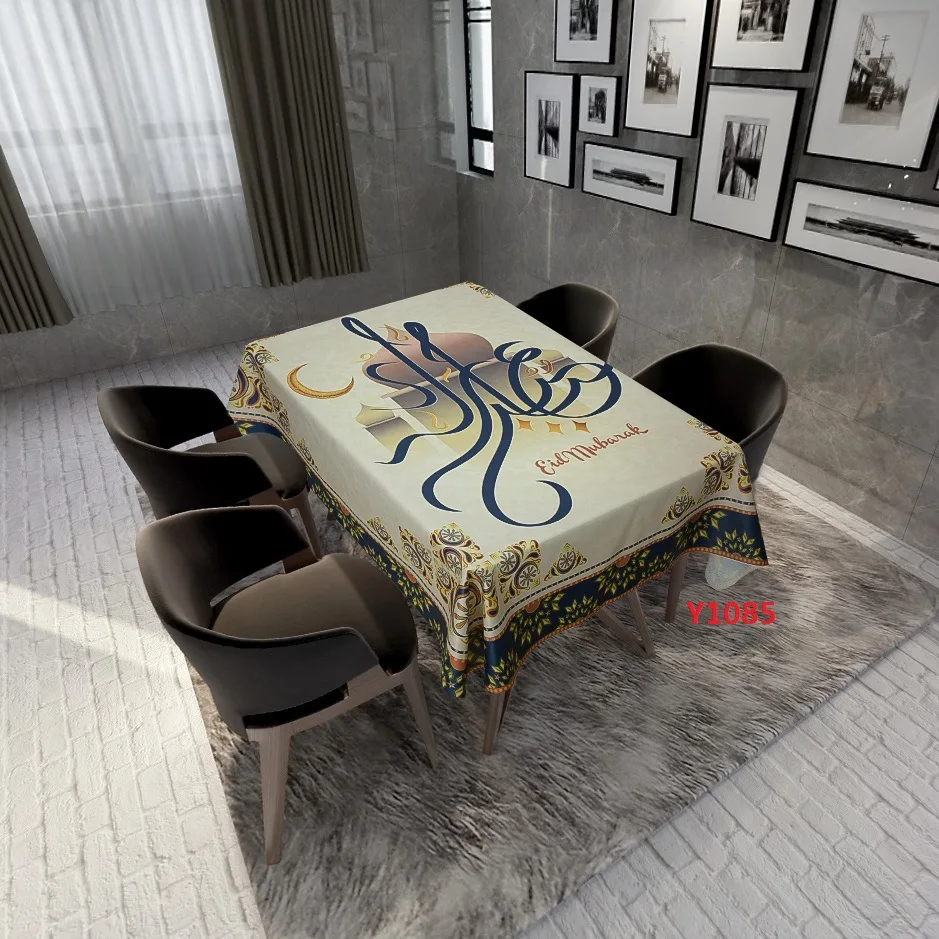 

Muslim Ramadan Tablecloth Waterproof and Stain Proof Eid Printing Table Cover Home Kitchen Decoration 150x150/180x140cm