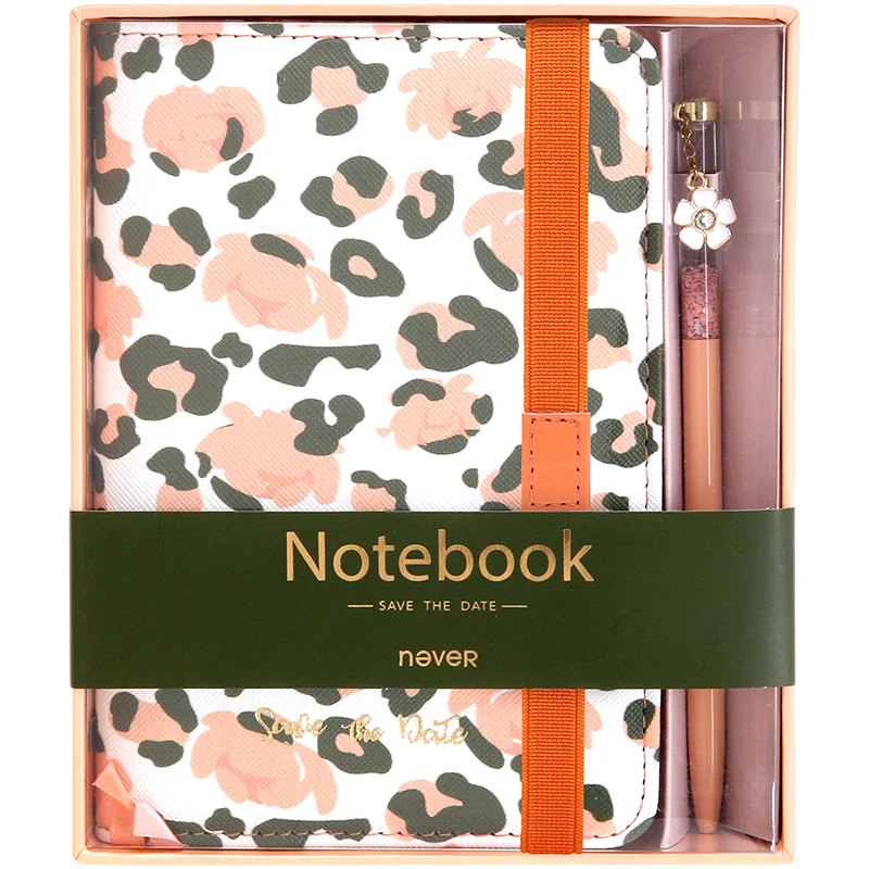 

Never Leopard Grain Stationery Sets Notebook and Journal Set Metal Ballpoint Pen A6 Planner Girls Gift Set Office Supplies