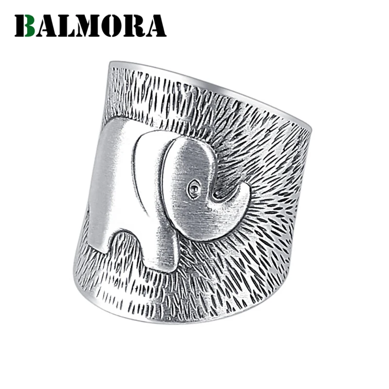 BALMORA 990 чистого серебра Ретро Слон открыть несколько колец для женщин мужчин специальный подарок простой Панк ювелирные изделия Anillos