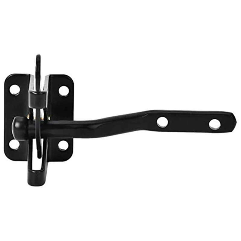 2Pcs Self Locking Gate Latch Automatic Gravity Lever Fence Lock for Wood Door Latches Steel Black Promotion | Строительство и