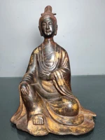 9chinese temple collection old bronze cinnabar lacquer give up guanyin bodhisattva enshrine the buddha town house exorcism