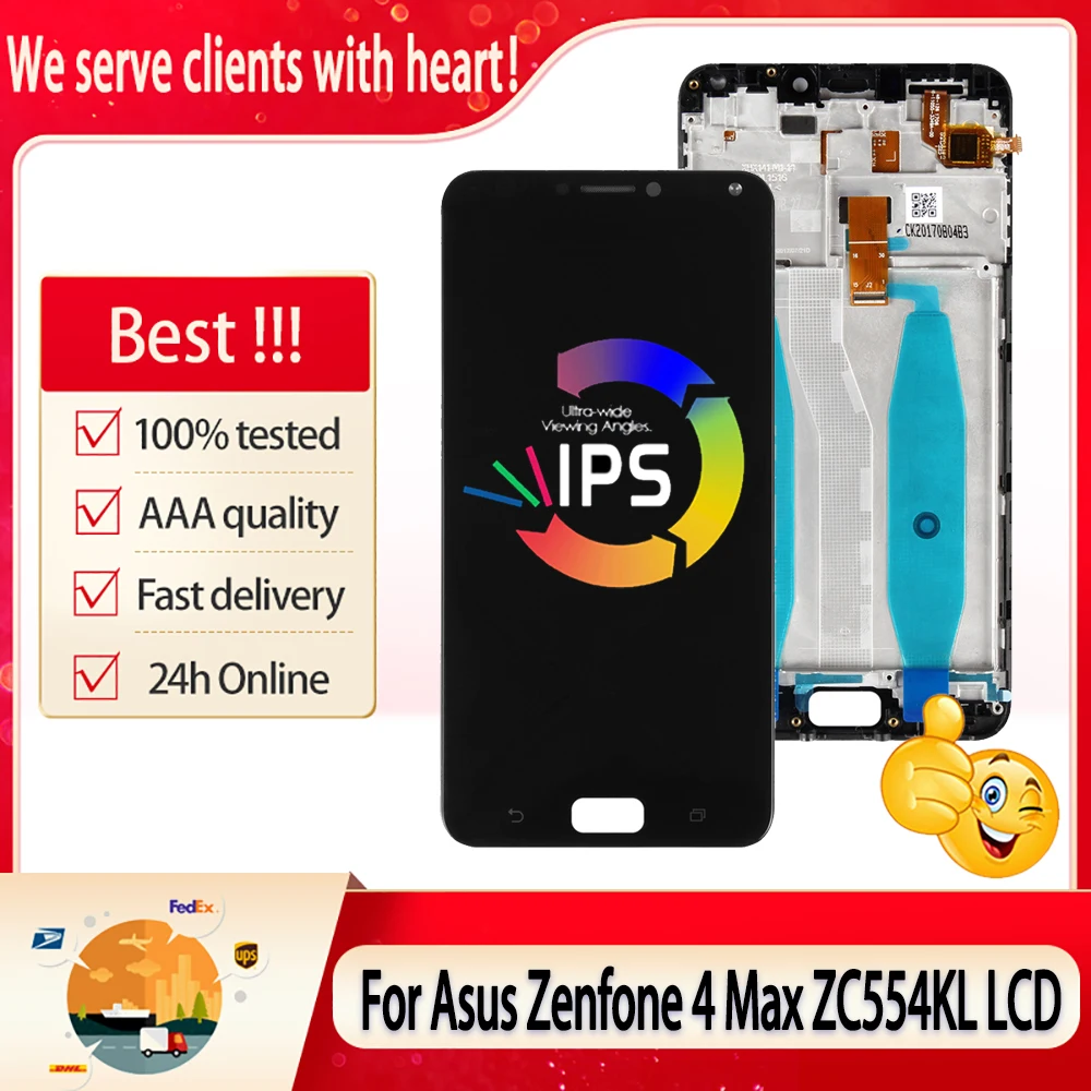 ЖК дисплей с сенсорным экраном и рамкой для Asus Zenfone 4 Max ZC554KL X001D|Экраны мобильных