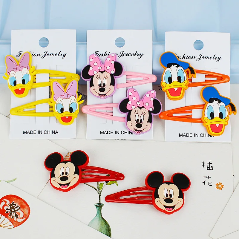 Disney Mickey Minnie hair accessories hairpin bb clip Stitch cartoon color side hairpin girl child clip headdress birthday gifts