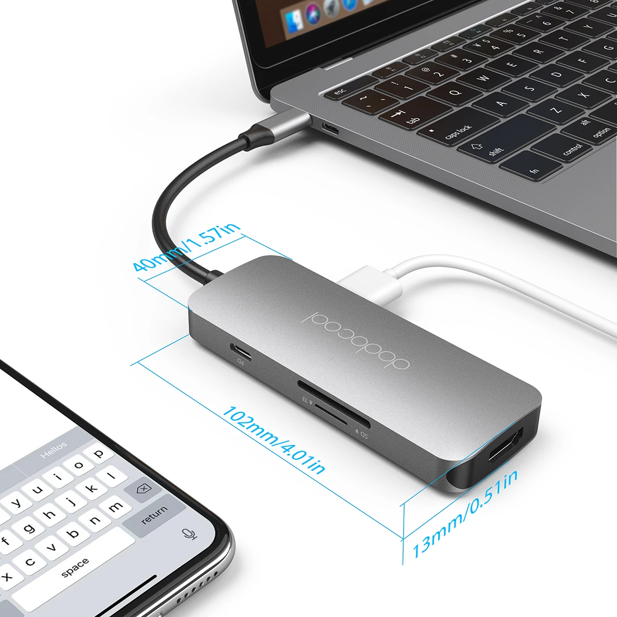 Многофункциональный USB-концентратор dodocool 7 в 1 3 шт. 4K HD выход SD/TF PD зарядка порта USB 0