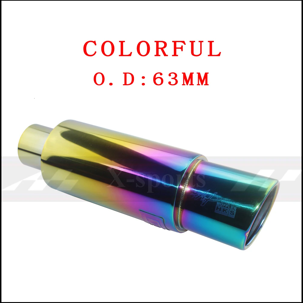 colorful 63mm Выхлопные системы для автомобиля, мотоцикла, глушитель, выхлопная труба, высокое качество, универсальный интерфейс из нержавеющей стали 51 57 63 мм, овальные глушители - Цвет: colorful 63mm