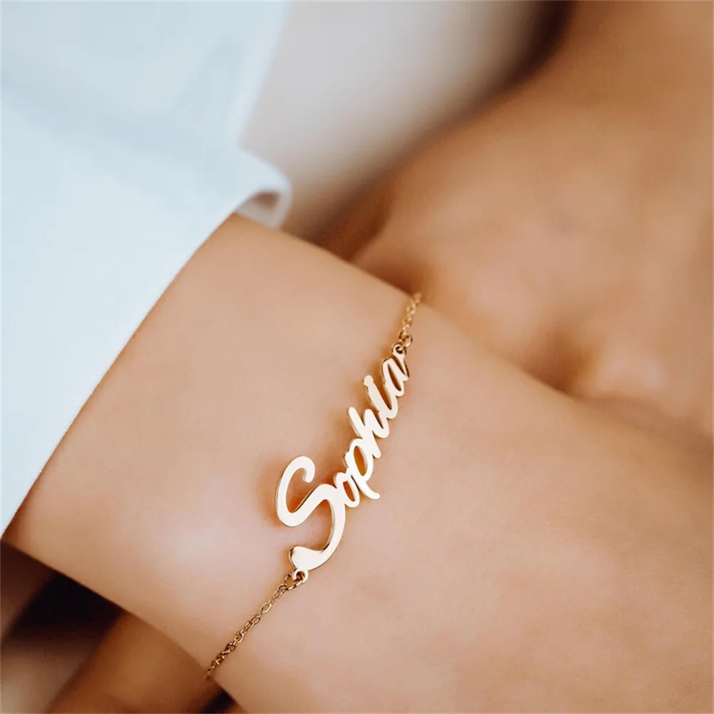 

Tangula Personalized Minimalist Customize Name Bracelet Stainless steel Children Name Bracelet Jewelry Perfect Gift For Her