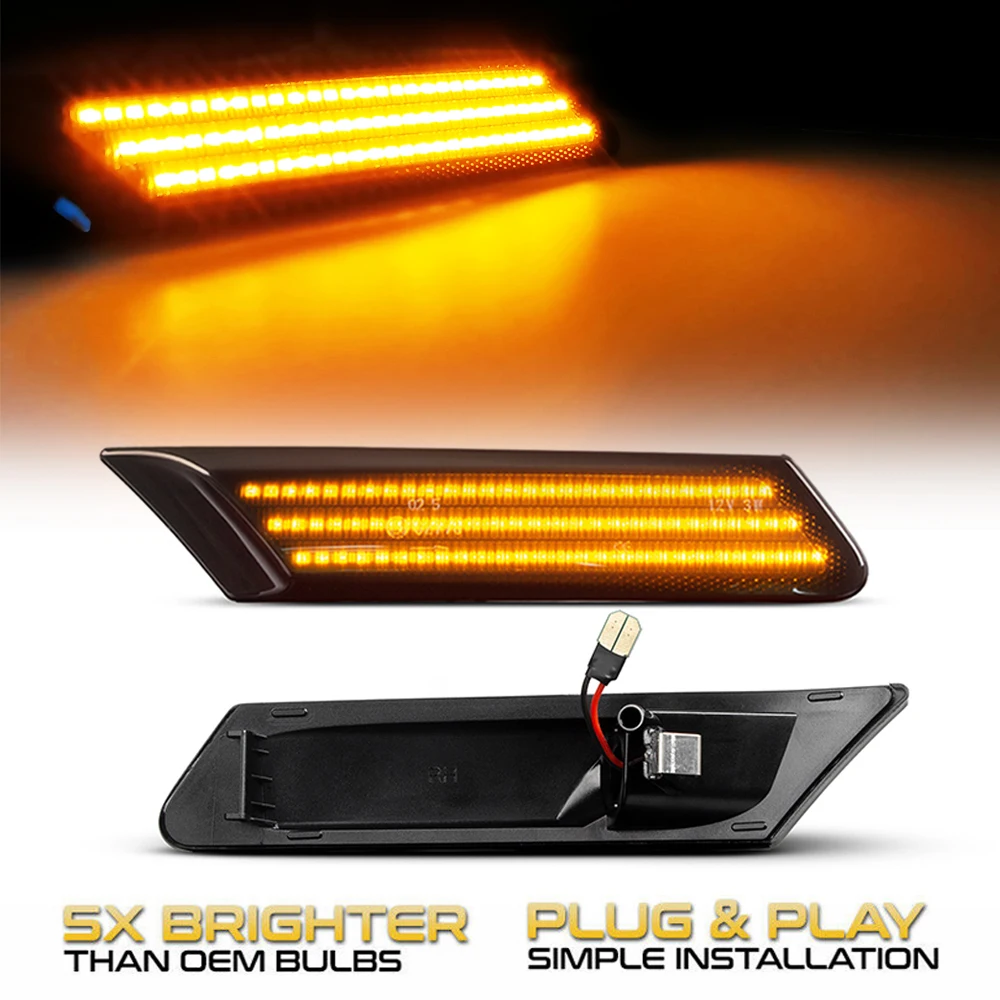 

2 Pcs Dynamic Amber LED Side Marker Turn Signal Sequential Blinker Lights For Porsche 997 911 Boxster 987 Cayman 987C Canbus
