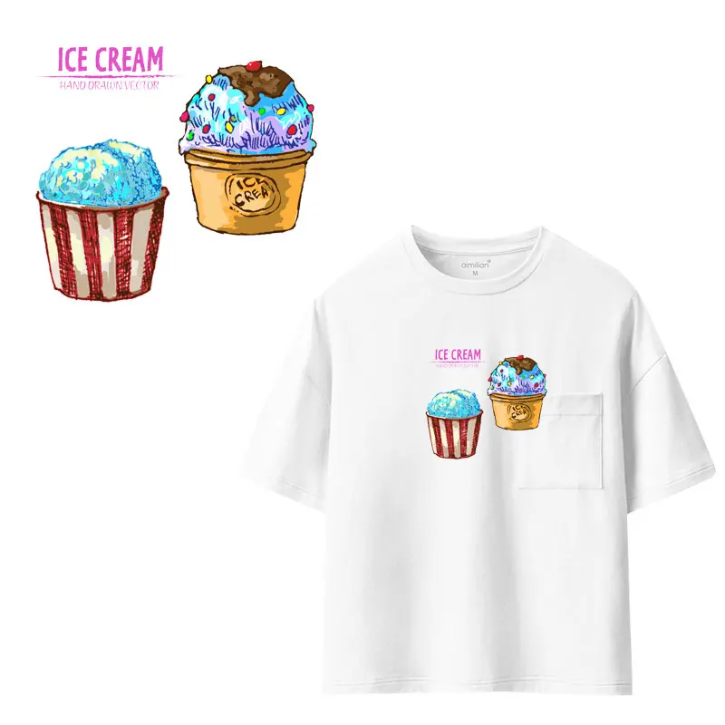 Ананас льда кремовая одежда наклейки Утюг на Diy передачи тепла патч для одежды