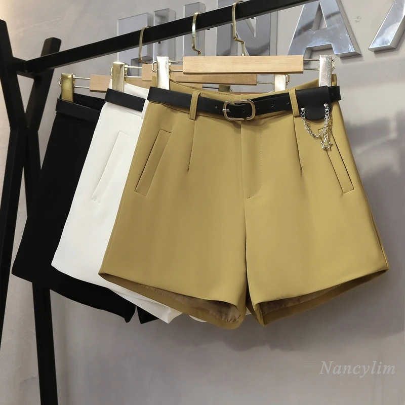 

Suit Shorts for Women Spring Summer 2021 New Korean Style High Waist Casual Slimming A- Line Wide Leg Short Femme Outerwear