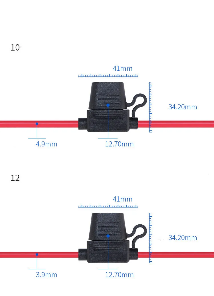 5pcs In Line Car Middle Blade Fuse Holder Splash-proof for 12V 50A 30A 20A 10A Fuses Automotive Fuse Holder