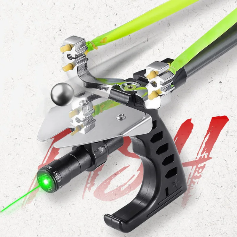 

New Long Rod Telescopic Fishing Slingshot High-precision Red/green Laser Assisted Shooting Powerful Hunting Catapult Set