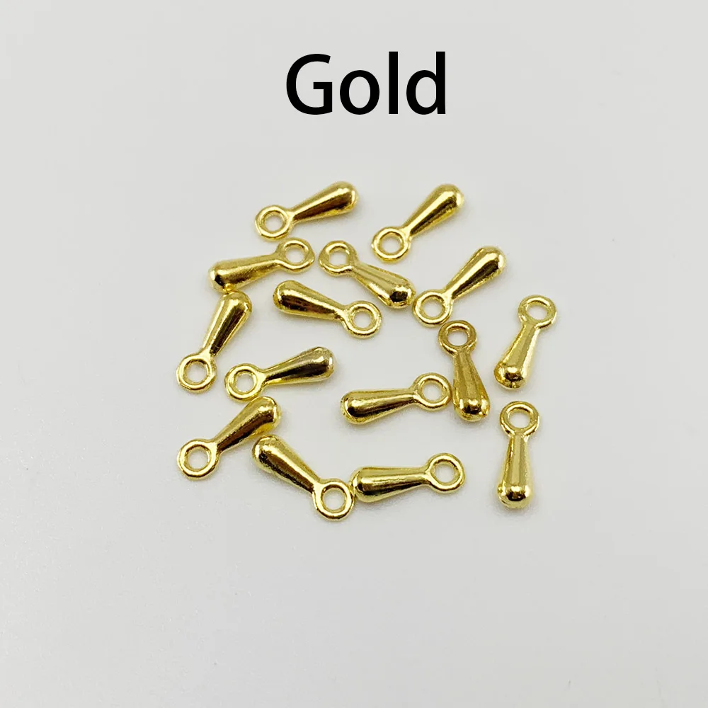 Gold 200 шт./лот золотые/Серебряные кулоны в форме капель воды 2*7 3*9 мм для удлиняющей цепи для хвоста DIY аксессуары для изготовления ювелирных изделий - Цвет: Gold