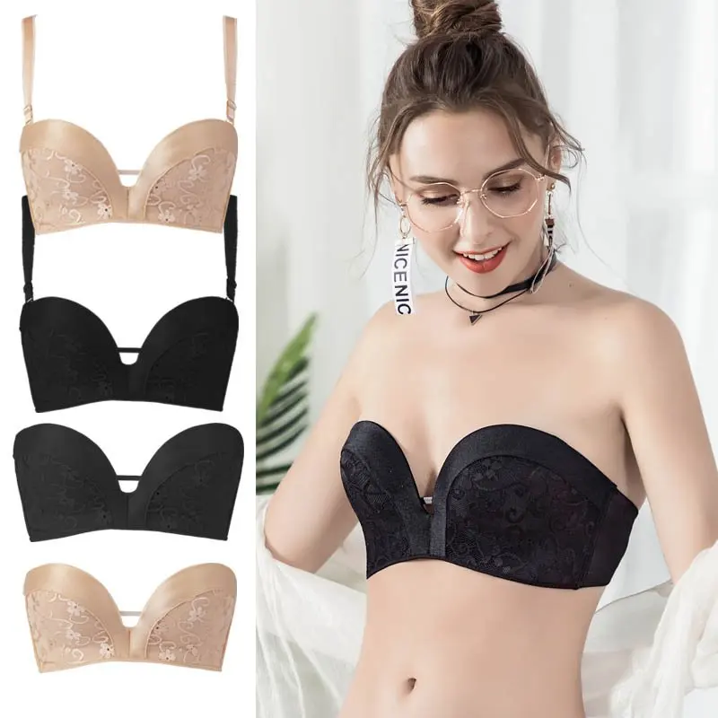 Women Invisible Soft Comfortable Breathable Anti-slip Smooth No Trace Steel Ring Gathered Sexy Bra Strapless Bras | Женская одежда