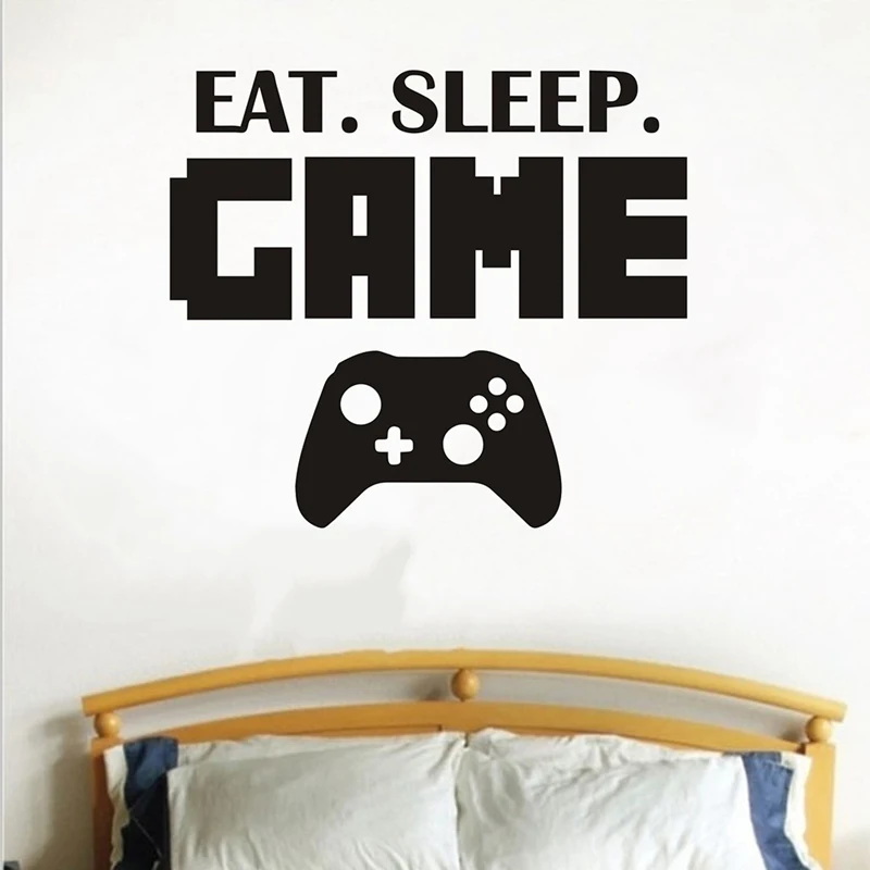 Eat Sleep игра букв виниловые наклейки на стены Стикеры джойстика геймпад искусства