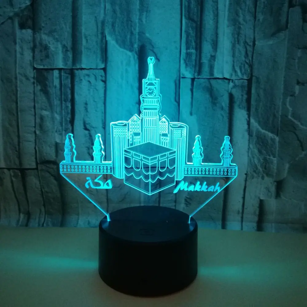

Mosque Colorful 3d Led Night Light Building Colorful Touch Table Led Light Christmas Decorations Gift 3d Lamp