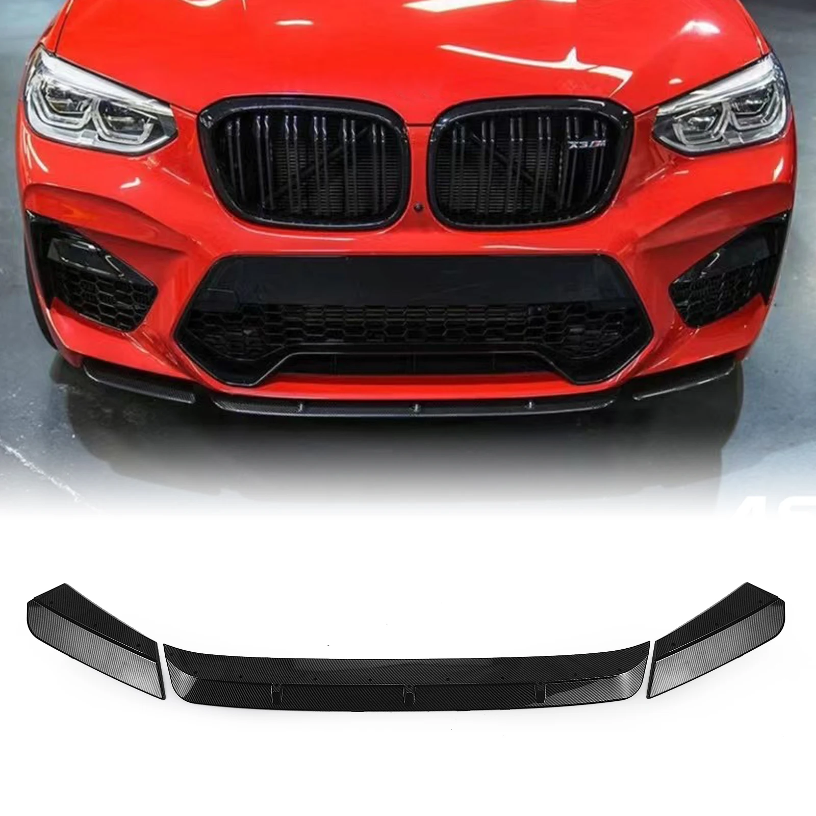

Для BMW X3M X4M 2019-2020 передний спойлер бампер губа ABS углеродное волокно вид комплект нижней части кузова защитная пластина