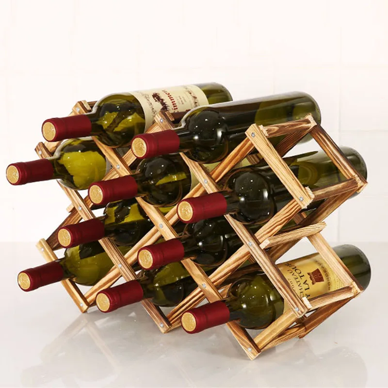 

Collapsible Wooden Wine Racks Bottle Cabinet Stand Holders Wood Shelf Organizer Storage for Display Cabinet Gift Home Decoration