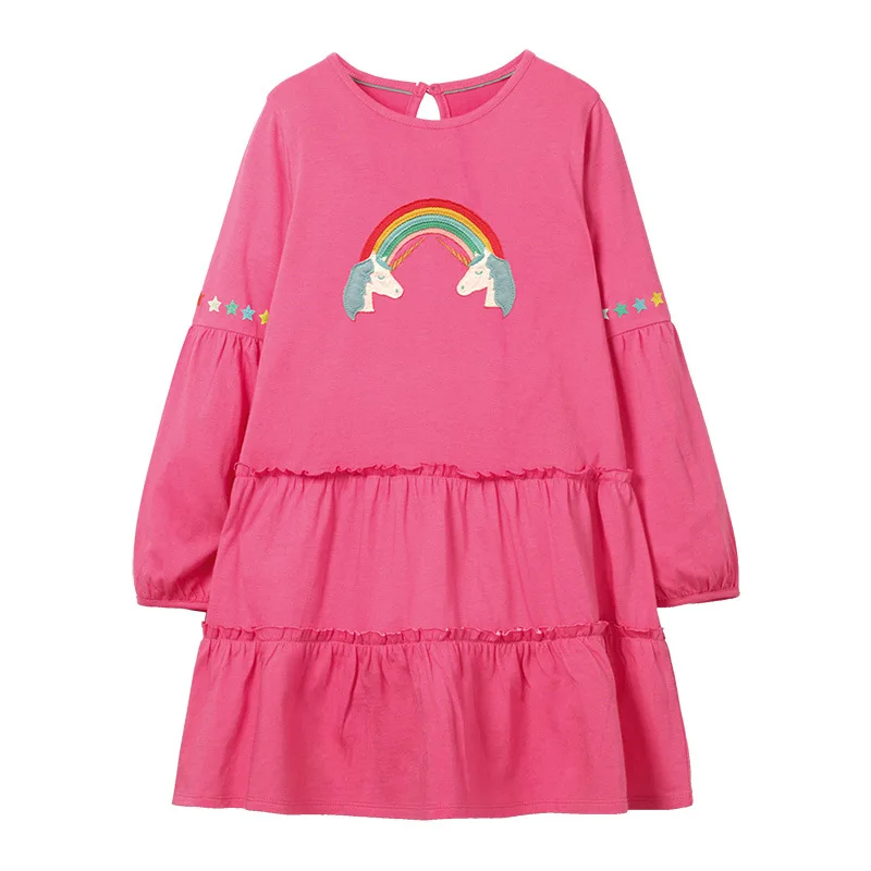 1187 same picture Little maven 2-7лет единорога новорожденных девочек платье мыши дети платье детский с длинным рукавом карман платье одежда Vestido Infantil - Цвет: 1187 same picture