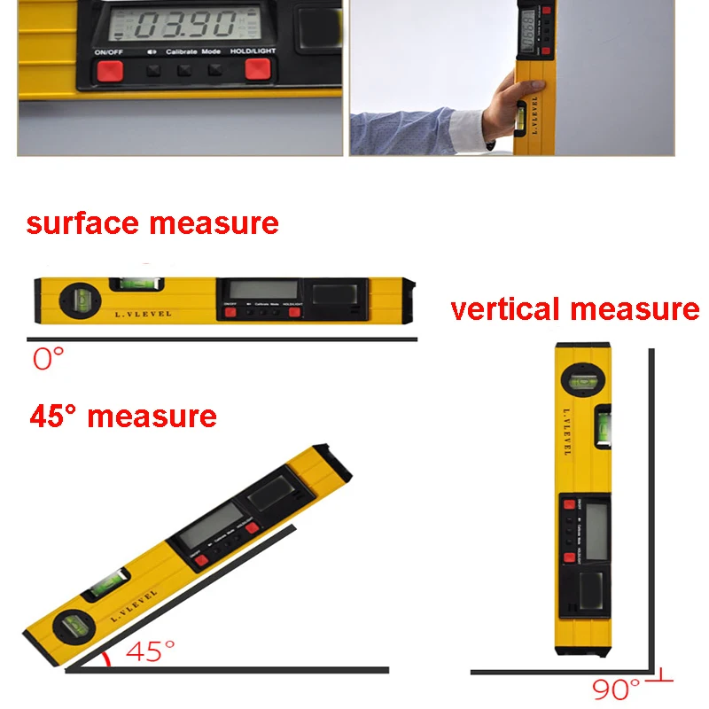 Spirit Level 600mm Digital Laser Ruler Angle Gauge Finder Horizontal Vertical Cross Line Leveler Pro Measuring Tape | Инструменты