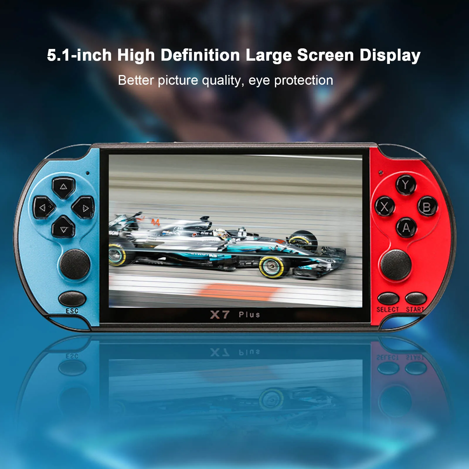 

Игровая консоль X7 Plus, 5,1 дюйма, 1000 игр, 8 Гб памяти