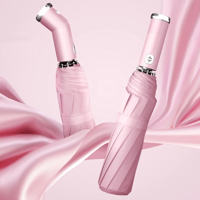 

Ветрозащитный светодиодный зонт от солнца и дождя, полностью автоматические зонты с 10 ребрами и 3 складками двойного назначения унисекс J8