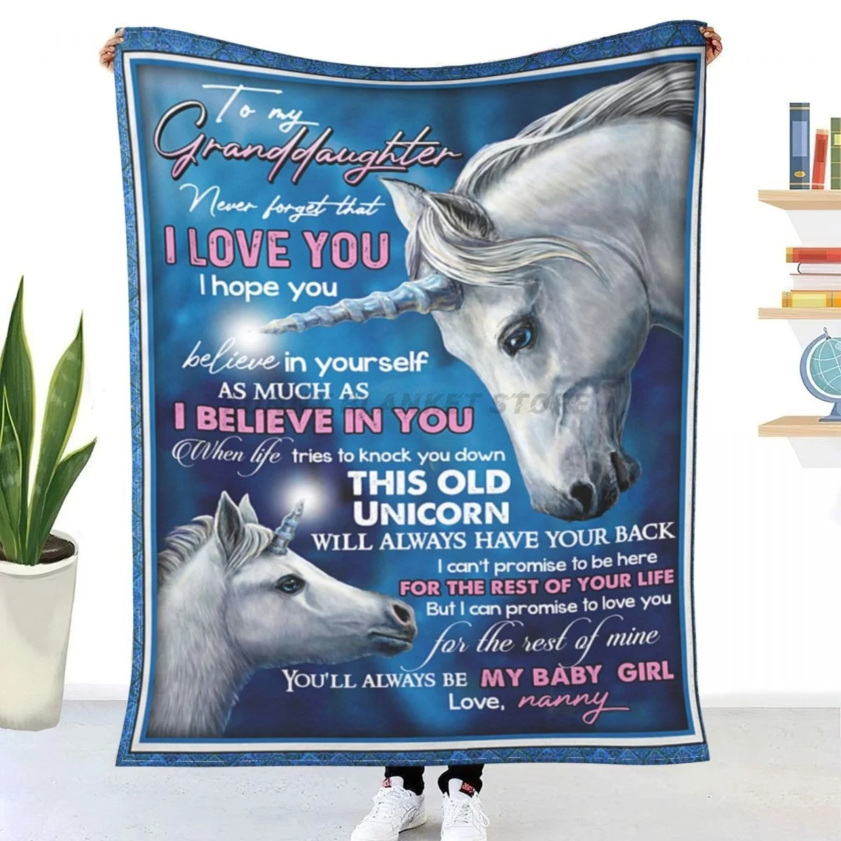 

NANNY TO GRANDDAUGHTER Sherpa Blankets Ultra Soft Flannel Fleece Throw Blankets for Couch Sofa Bed