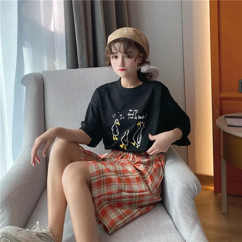 

Elastic Waist women Summer vintage fly Casual Beach Party Korean version clothing size High waist movement stripe lattice shorts