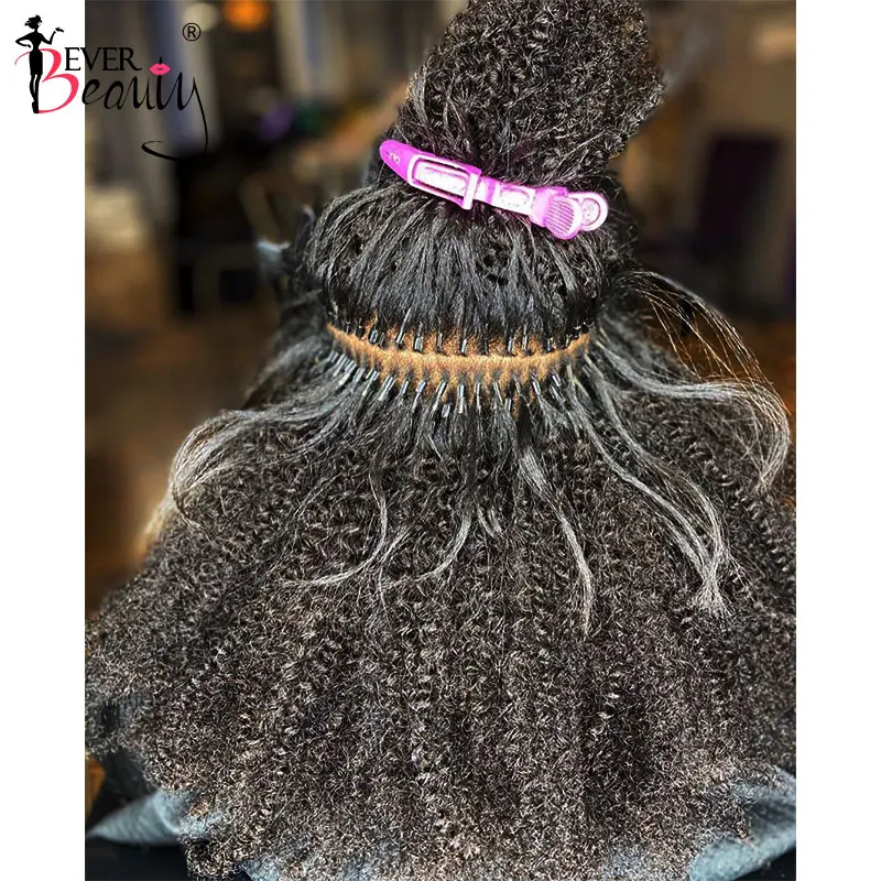 

4B 4C Afro Kinky Curly I Tip Microlinks Hair Extensions Brazilian Virgin Human Hair Weave Bundles I Tip Extension 3S Ever Beauty