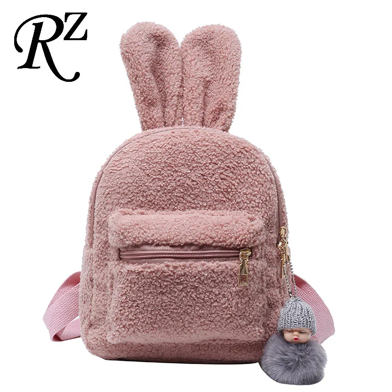 Rabbit Ears Plush Women Backpack 3D Cartoon Animal Shoulders Bag Mini Girl Backpacks Cute Kid Bag NEW Winter Bags For Women 2020