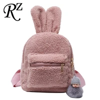rabbit ears plush women backpack 3d cartoon animal shoulders bag mini girl backpacks cute kid bag new winter bags for women 2020