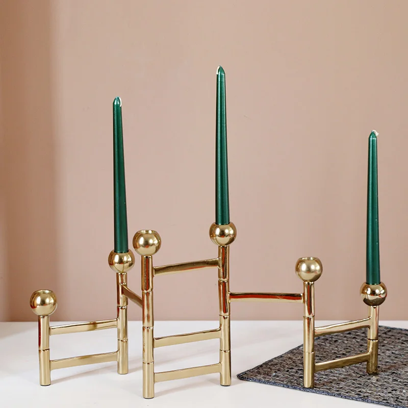 

Nordic Style Light Luxury Candle Holder Elegant Simple Pillar Geometric Decor Decoracion Hogar Moderno Candle Holders BG50CH