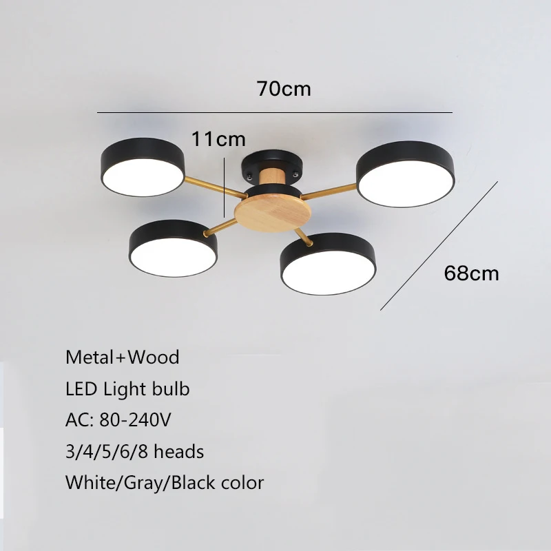 $18.90 Nordic personality radial design ceiling lamp white & gray & black color living room bedroom restaurant hotel led lights