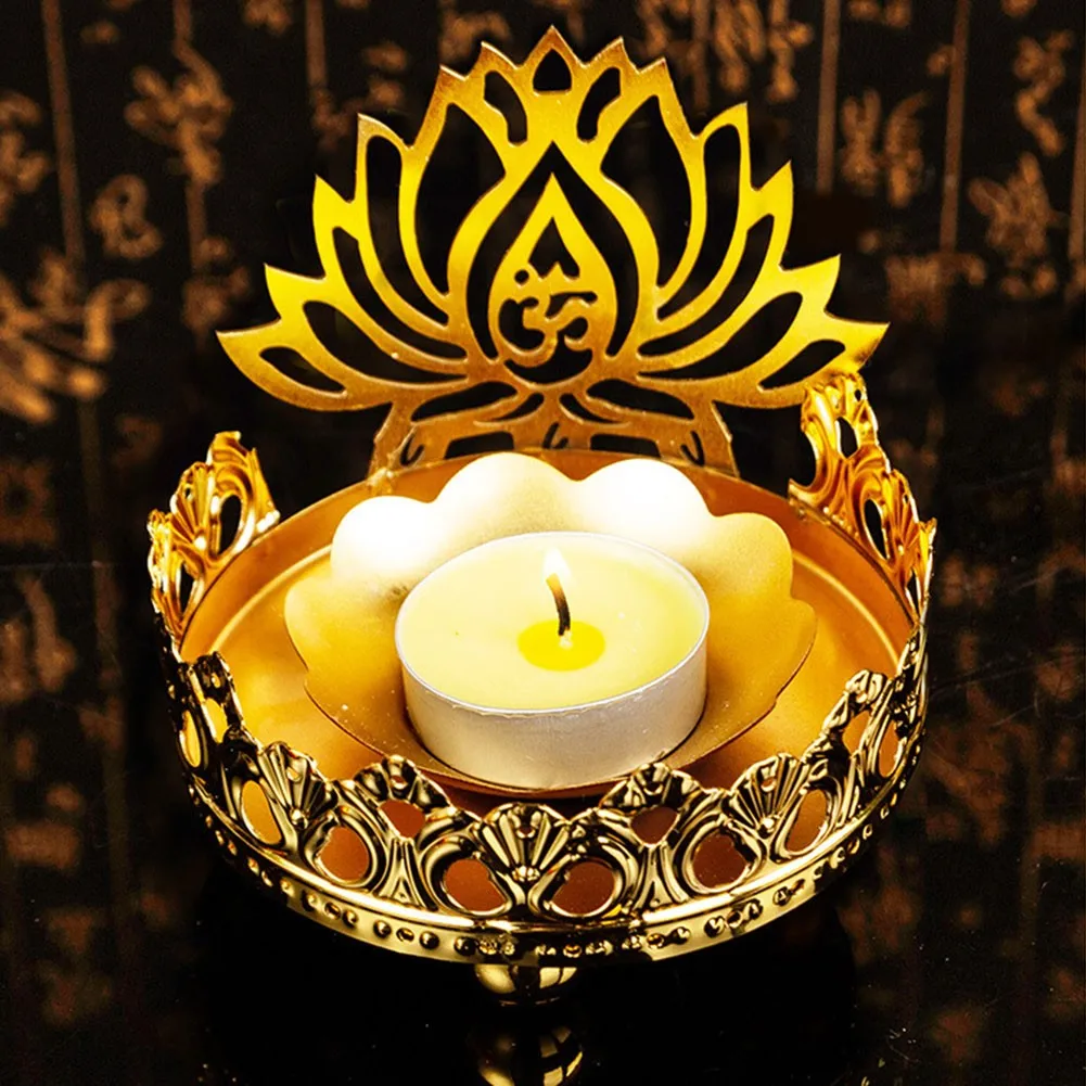 Подсвечник из сплава полый резной подсвечник для свечей лампа Ghee Будды тени