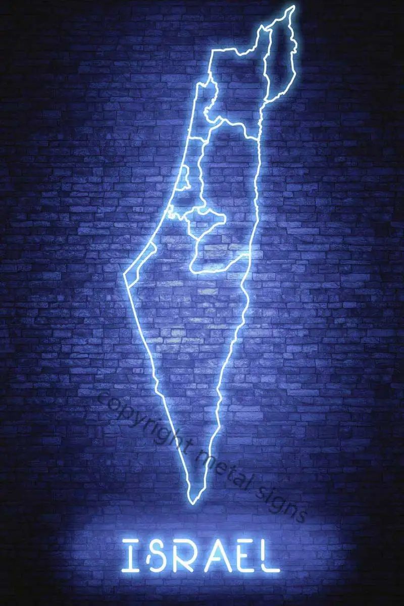 

Металлическая Оловянная вывеска в виде Израиля и jerusма, настенное украшение, неоновая вывеска в стиле ретро для клуба, мужской пещеры, кафе, ...