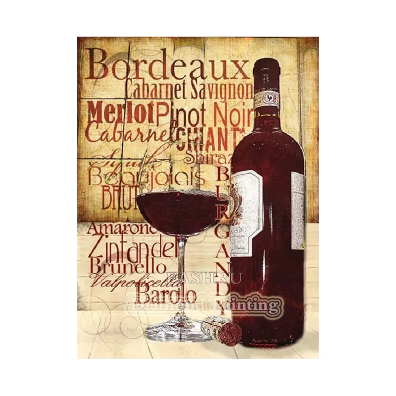 Buy EASHRU Text Red Wine Glass 5D Diamond Painting Cross Stitch Full Square Drill Embroidery Needlework Home Decor PT4542 on