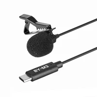 boya usb type c interface omnidirectional single head lavalier lapel microphone mini mic with 6 meters cable photography bag