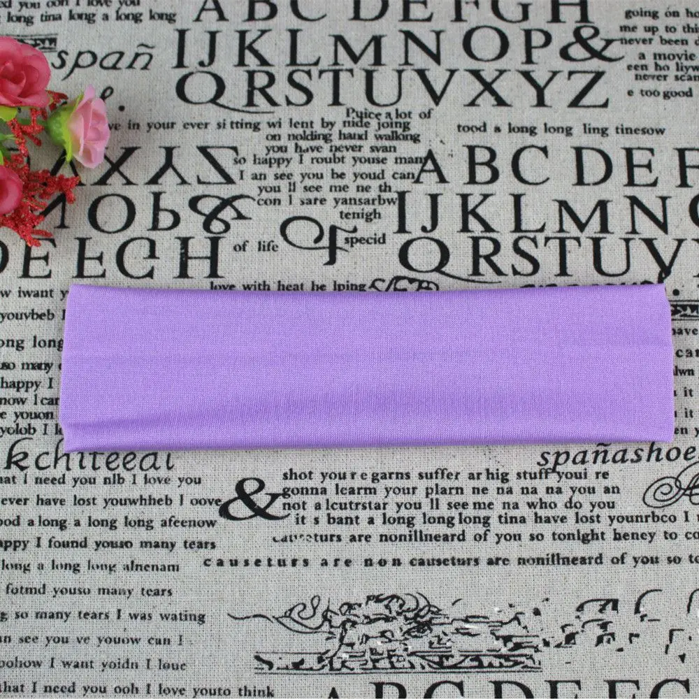 Purple 1 шт. впитывающая пот мягкая широкая эластичная хлопковая повязка на голову для бега йоги Стрейчевые Заколки для женщин и девушек цветная спортивная повязка на голову - Цвет: Purple