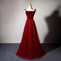 luxury bride married wine red long sling dresses women backless sexy floor length velvet evening party