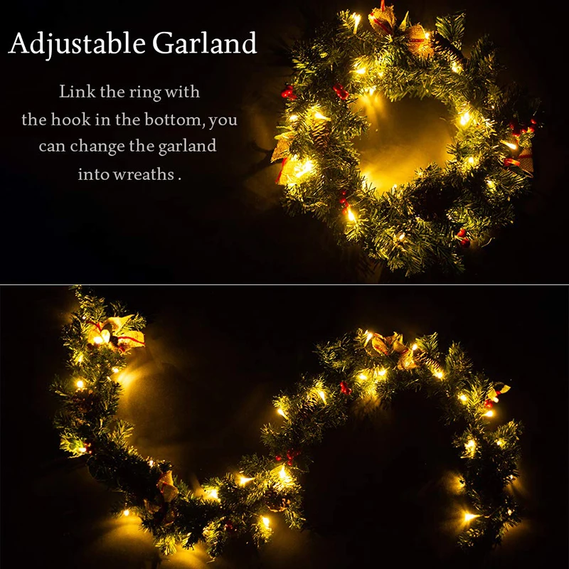 Рождественская гирлянда 1 8 м украшение с красными ягодами сосновые конусы