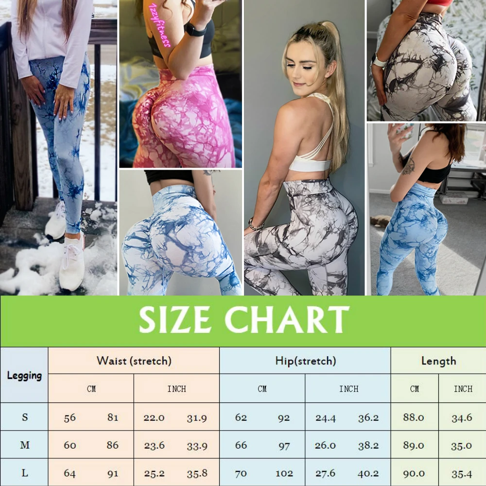 

Curve Scrunch Butt Lift Leggings Women Workout Contour Yoga Pants Ruched Booty High Waisted Seamless Tights Tie Dye Slimming Rib