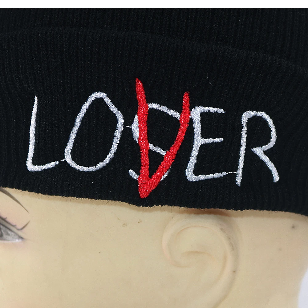 

fashion LOVER LOSER beanie hat for Autumn Winter cotton flexible soft warm knitted hats letter embroidery hip hop beanies unisex