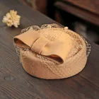 Шляпа Женская кружевная с узлом, элегантный свадебный головной убор в стиле ретро, сетчатый бант, аксессуар из шерсти